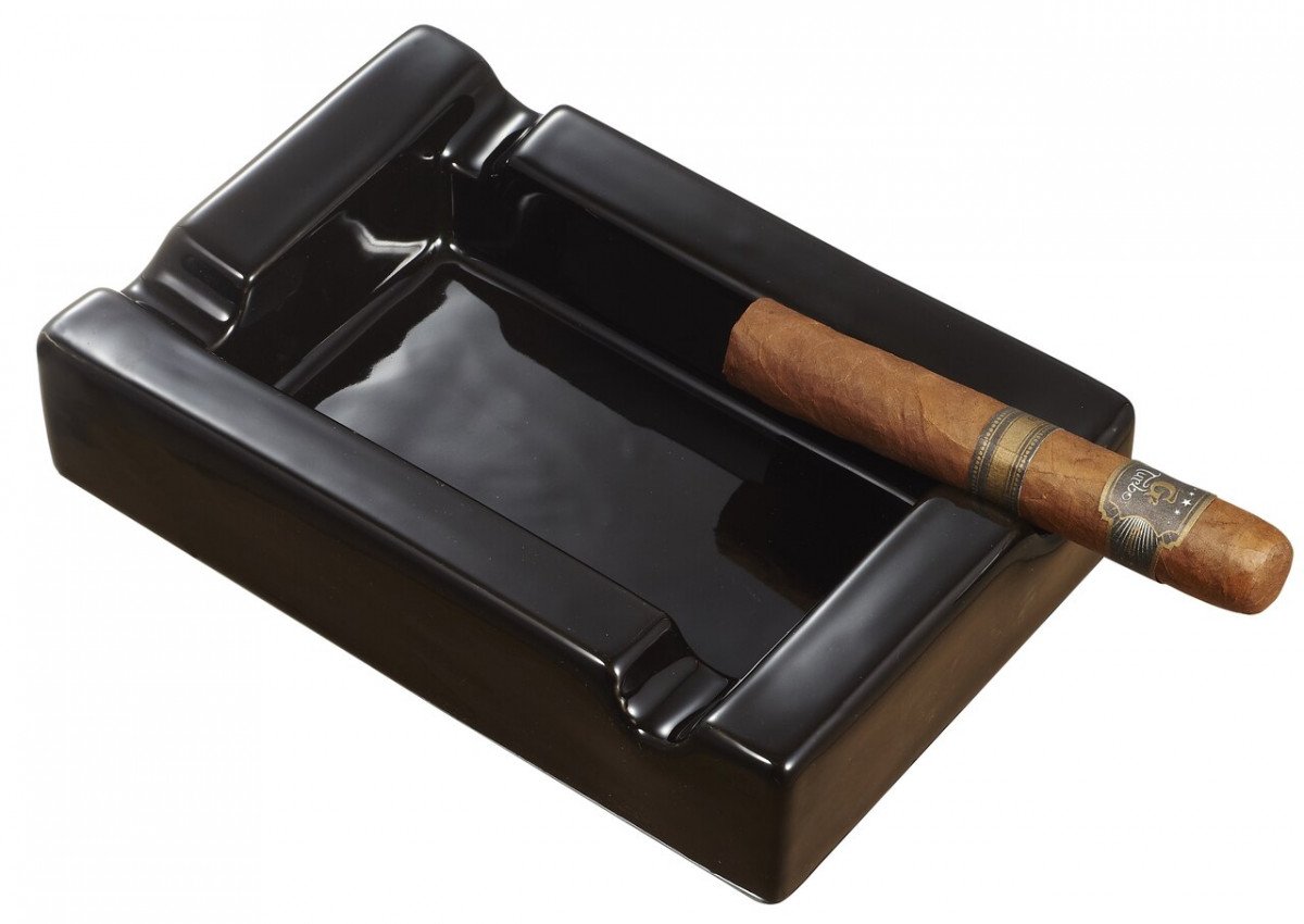 Black Rectangular Cigar Ceramic Ashtray online cigar store